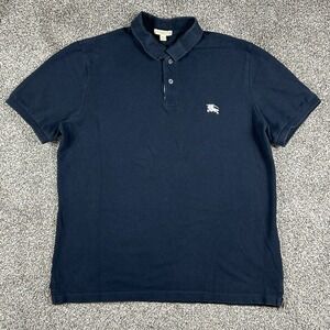 Burberry‎ London Polo Shirt Logo Novacheck Short Sleeve Navy Mens XL Golf Dress